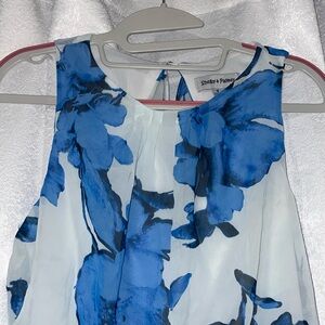 White and Blue High Low Dress